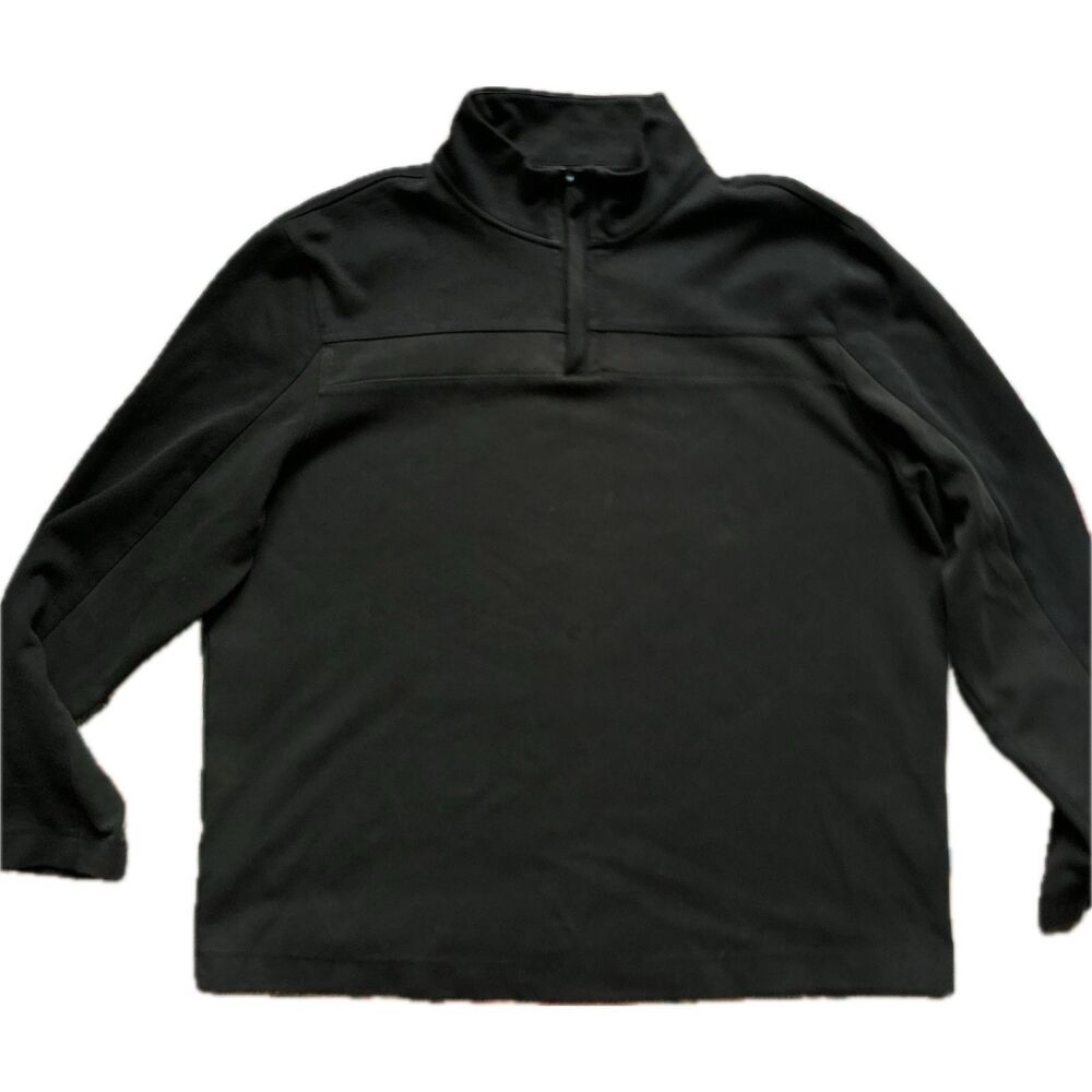 Perry Ellis XL Black Quarter Zip Pullover, Minimalist Preppy Knit size XL